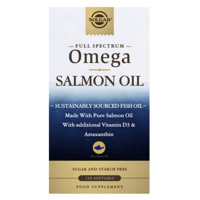 Solgar Full Spectrum Omega Salmon Oil 三文鱼油+维生素 D3&虾青素 120粒